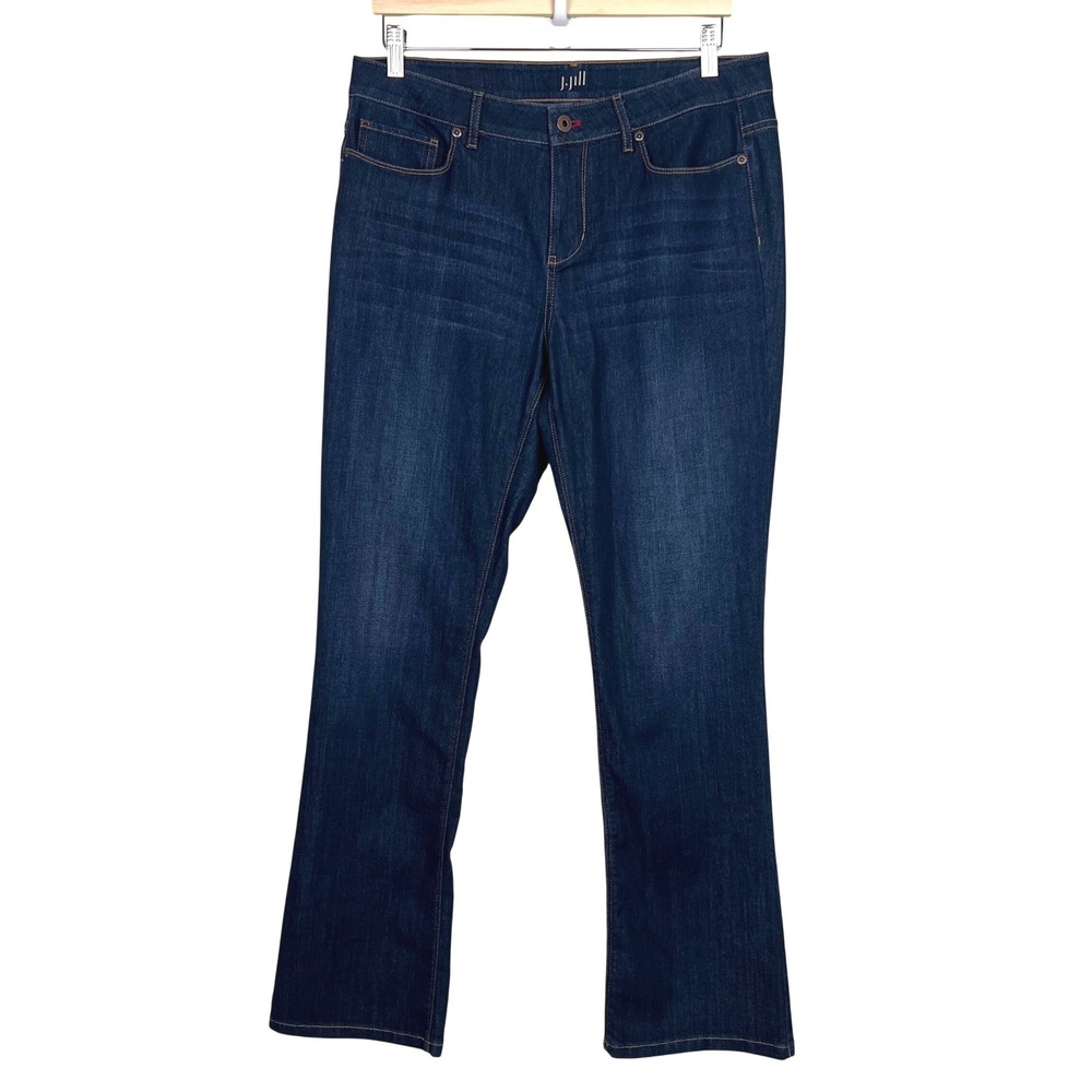J. Jill Authentic Fit Slim‎ Boot Cut Jeans Womens 10 Dark Wash Indigo Stretch